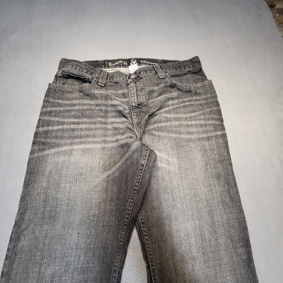 Roebuck And Co Jeans Mens 36x26 Black Straight Leg Distressed Denim - Picture 2 of 11